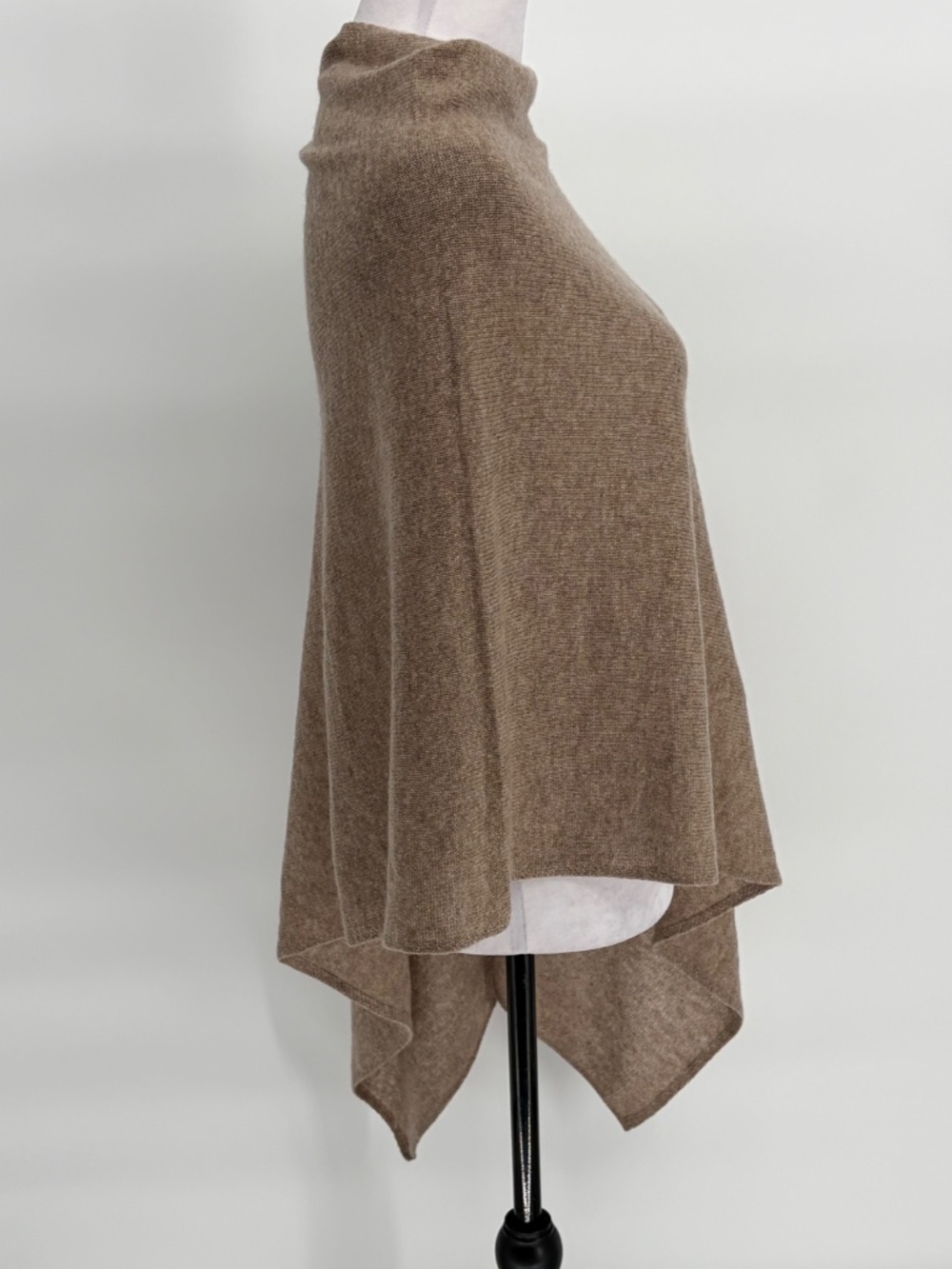 J.Crew Merino Wool Cashmere Blend Asymmetric Poncho Heather Taupe - Picture 5 of 10